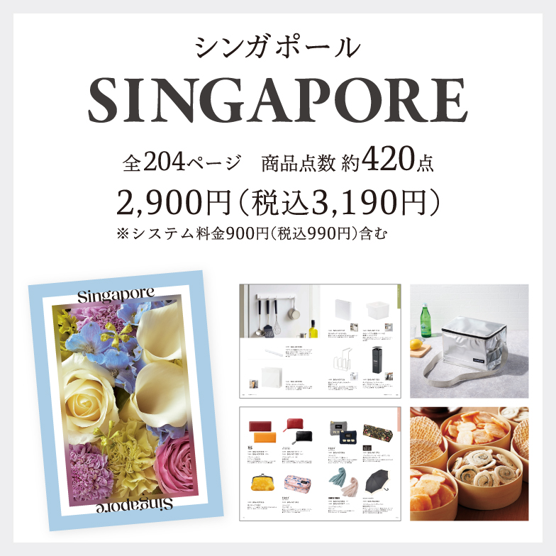 シンガポール2,900円(税込3,190円)※システム料金900円(税込990円)含む